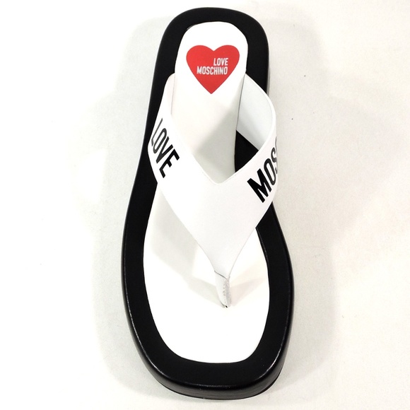 LOVE MOSCHINO 🇮🇹 WOMENS BLACK SOFT LEATHER COMFORT SANDALS - Picture 7 of 10